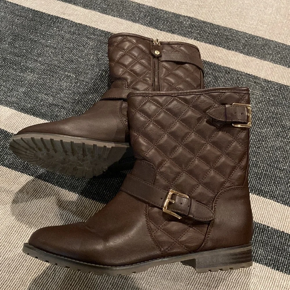 Sporto Faux Brown Leather Boots Thermo Fur lined Hike Tread Shoes